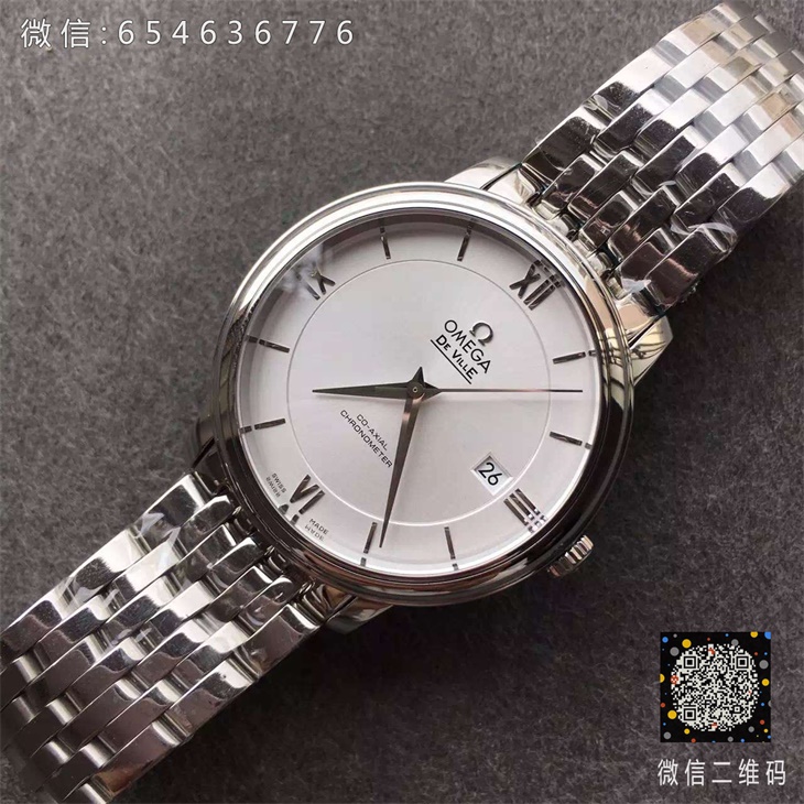 【MK厂超A】欧米茄碟飞典雅系列超薄款钢带白面蓝丁一比一男士精仿手表